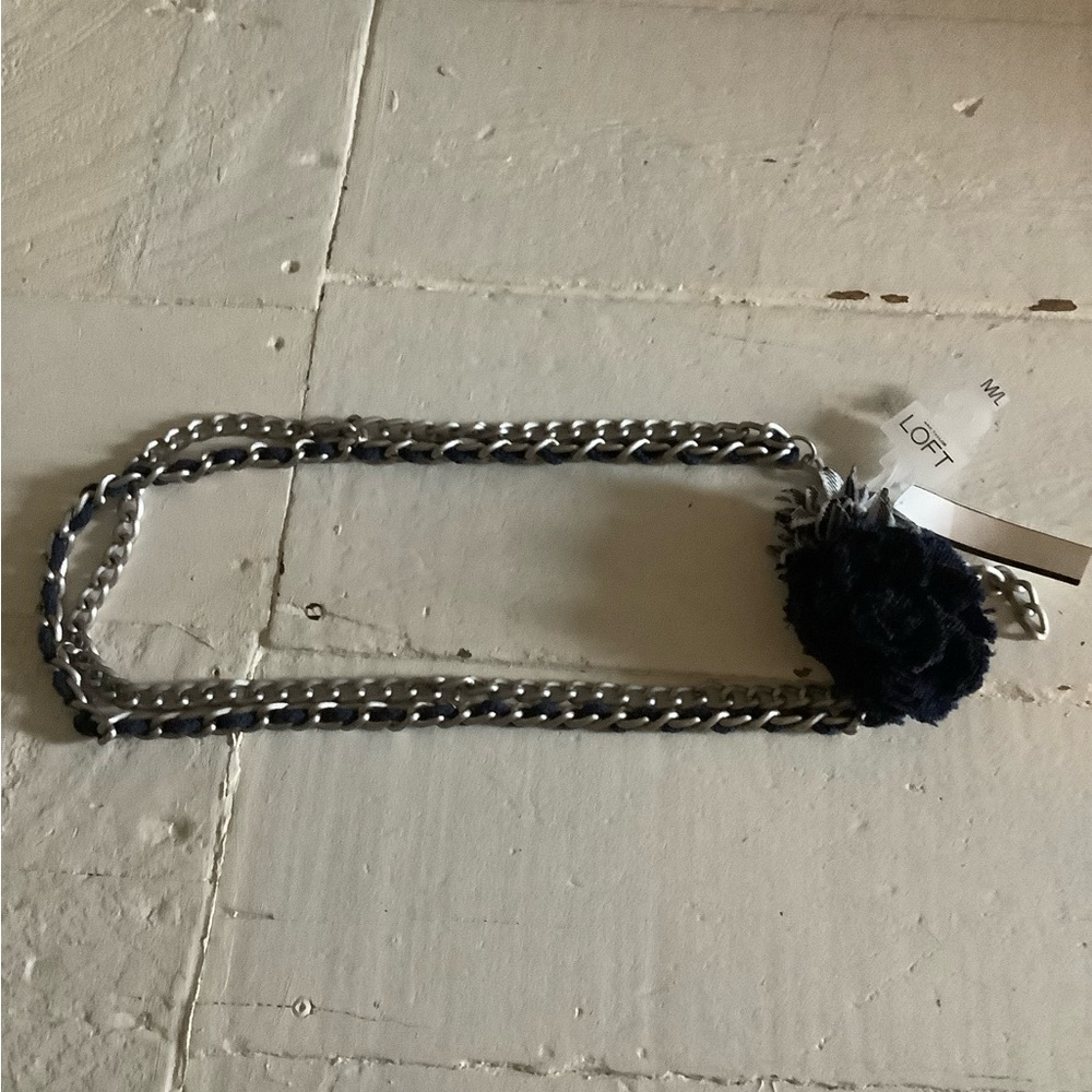 Loft Ann Taylor 90s y2k chain belt new navy silver